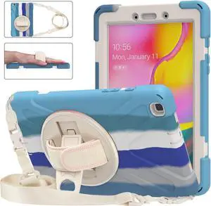 Samsung Galaxy Tab A 8.0 Case 2019, Heavy Duty Rugged Shockproof Cover with Hand Strap, Kickstand, Shoulder Strap for Galaxy Tab A 8.0 inch 2019 Model SM-T290 SM-T295 SM-T297