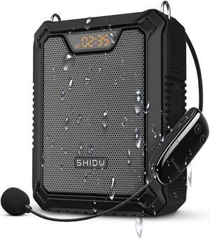 Voice Amplifier, SHIDU 30W Voice Loudspeaker Bluetooth Speaker with UHF Wireless Mic and Wired Mic Headset IPX6 Waterproof Rechargeable PA System for Teachers, Outdoor