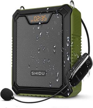 Voice Amplifier, SHIDU 30W Voice Loudspeaker Bluetooth Speaker with UHF Wireless Mic and Wired Mic Headset IPX6 Waterproof Rechargeable PA System for Teachers, Outdoor