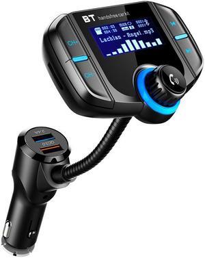 Bluetooth FM Transmitter, Sumind Wireless Radio Adapter Hands-Free Car Kit with 1.7 Inch Display, QC3.0 and Smart 2.4A Dual USB Ports, AUX Input/Output, TF Card Mp3 Player