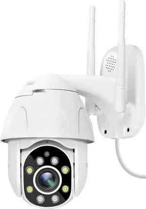 Security Camera Outdoor, 1080P Pan Tilt 2.4G WiFi Home Security Surveillance, IP Camera with IP65 Waterproof, Night Vision, 2-Way Audio, Motion Detection, Cloud Camera, Compatible with Alexa