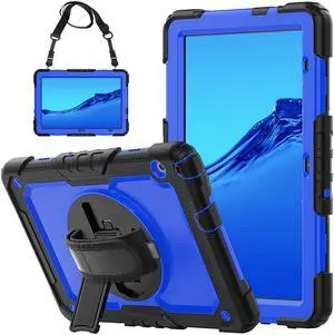 Case for Huawei MatePad T5 10.1 Inch 2018, Rugged Shockproof Cover with 360 Degree Rotating Hand Strap / Kickstand, Screen Protector, Shoulder Strap