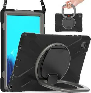 Case for Samsung Galaxy Tab A7 10.4 Inch 2020 Model SM-T500 SM-T505 SM-T507, Heavy Duty Shockproof Cover with Rotating Stand / Pencil Holder / Carrying Strap