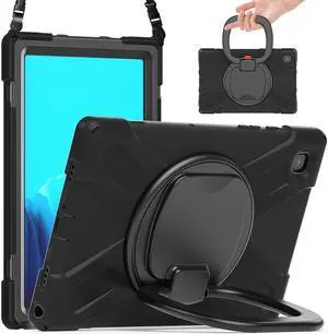 Case for Samsung Galaxy Tab A7 10.4 Inch 2020 Model SM-T500 SM-T505 SM-T507, Heavy Duty Shockproof Cover with Rotating Stand / Pencil Holder / Carrying Strap