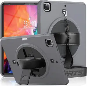 Case for iPad Pro 12.9 2020 2018 iPad 4th Generation / 3rd Generation (Wireless Apple Pencil Charging) Shockproof Full-Body Protective Cover with Pencil Hoder/360° Rotating Stand&Hand/Shoulder Strap