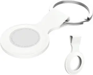 Case for AirTag Phone Finder, Anti-Scratch Protective Skin Cover with Keychain, White
