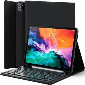 Keyboard Case for iPad Pro 11 inch 3rd Gen 2021 / iPad Pro 11 2020 & 2018 Leather Folio Smart Cover with Detachable Wireless Keyboard & Pencil Hoder for iPad 11" 1st  2nd 3rd Generation