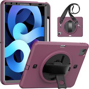Case for iPad Air 5 / Air 4 10.9 inch 2022 2020 and iPad Pro 11 inch 2021 2020 2018 with Pencil Holder Screen Protector & Rotating Handle/Shoulder Strap Kickstand