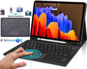 Wireless Bluetooth Touchpad Keyboard Case for Samsung Galaxy Tab S8+ S7 FE S7+ 12.4 inch Cover w/ with Pencil Holder for Galaxy Tab S8 Plus SM-X800 X806 2022 S7 FE SM-T730/T733/T736/T738 2021 S7 Plus
