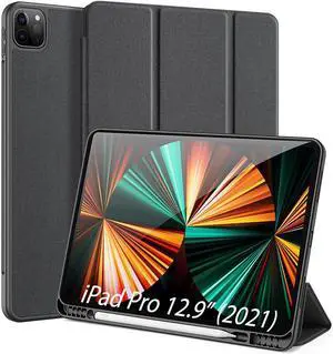 Case for iPad Pro 12.9 inch 5th Generation 2021 with Pencil Holder, Support iPad 2nd Pencil Charging,Full Protective Soft TPU Back Slim Trifold Case Cover for iPad Pro 12.9’’ 2021
