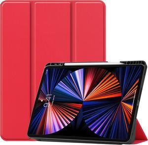 iPad Pro 12.9 inch Case 2021 5th Generation with Pencil Holder, Slim Lightweight Trifold Stand Cover -- Pencil Charging + Auto Sleep/Wake -- Soft TPU Back Cover for New iPad Pro 12.9 2021