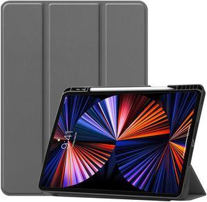 iPad Pro 12.9 inch Case 2021 5th Generation with Pencil Holder, Slim Lightweight Trifold Stand Cover -- Pencil Charging + Auto Sleep/Wake -- Soft TPU Back Cover for New iPad Pro 12.9 2021