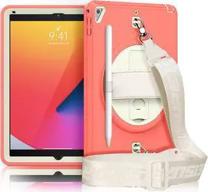 New iPad 9.7 Inch 2018 2017 Case Protective Cover with 360 Rotating Stand & Strap & Pencil Holder for iPad 5th/6th Generation / iPad Air 2 / iPad Pro 9.7