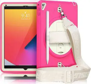 New iPad 9.7 Inch 2018 2017 Case Protective Cover with 360 Rotating Stand & Strap & Pencil Holder for iPad 5th/6th Generation / iPad Air 2 / iPad Pro 9.7