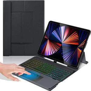 Touch Keyboard Case with Trackpad for iPad Pro 12.9 inch 2021 2020 2018 5th 4th and 3rd Generation, Slim Folio Backlights iPad Case with Keyboard
