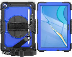 Shockproof Cover Protective Case with Built-in Screen Protector for Huawei Matepad T10s 10.1 inch AGS3-L09 AGS3-W09 / Matepad T10 9.7 inch AGR-L09 AGR-W09 with Stand, Hand Strap & Shoulder Strap
