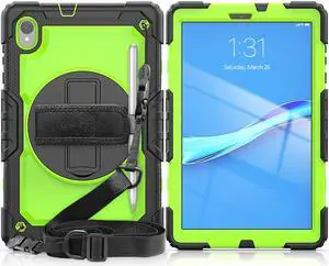 Shockproof Cover Protective Case with Built-in Screen Protector for Lenovo Tab M10 HD (2nd Gen) 10.1 inch 2020 TB-X306F / TB-X306X with Stand, Hand Strap & Shoulder Strap