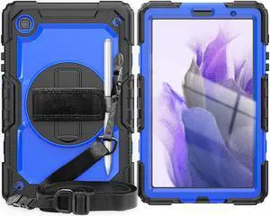 Shockproof Cover Protective Case with Built-in Screen Protector for Samsung galaxy Tab A7 Lite 8.7 inch 2021 Model SM-T220 SM-T225 with Stand, Hand Strap & Shoulder Strap