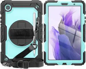 Shockproof Cover Protective Case with Built-in Screen Protector for Samsung galaxy Tab A7 Lite 8.7 inch 2021 Model SM-T220 SM-T225 with Stand, Hand Strap & Shoulder Strap