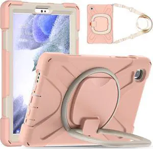 Case for Samsung galaxy Tab A7 Lite 8.7 inch 2021 Model SM-T220 SM-T225, Protective Rugged Cover with Pencil Holder, 360° Swivel Stand, Shoulder Strap for Kids Boys Girls