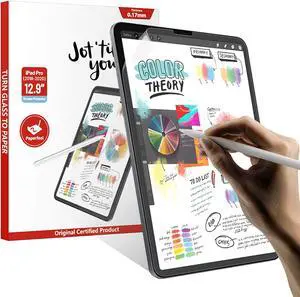 Paperfeel Screen Protector Compatible with iPad Pro 12.9 Inch 2021 & 2020 & 2018, iPad Pro 12.9 5th Generation Matte PET Film for Drawing Anti-Glare,Face ID Compatible, Paperfeel Film