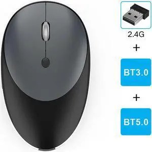 Bluetooth Wireless Mouse with Rechargeable Slient 3 Modes 2.4G + Bluetooth 3.0 / 5.0 Mouse Compatible with iPhone,iPad, MAC OS,Windows, Android Devices