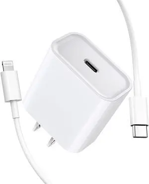 [Apple MFi Certified] iPhone Fast Charger, GEONAV 20W Power Delivery Type C Rapid Wall Charger Travel Plug & 6FT USB C to Lightning Quick Charge Data Sync Cord for iPhone 12/11/XS/XR/X 8/iPad/AirPods
