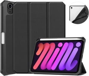 New iPad Mini 6 Case 2021 with Pencil Holder - [Full Body Protection + 2nd Gen Apple Pencil Charging + Auto Wake/Sleep], Soft TPU Back Cover for 2021 iPad Mini 6th Generation 8.3 inch
