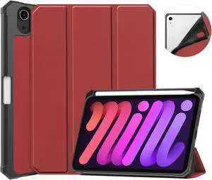 New iPad Mini 6 Case 2021 with Pencil Holder - [Full Body Protection + 2nd Gen Apple Pencil Charging + Auto Wake/Sleep], Soft TPU Back Cover for 2021 iPad Mini 6th Generation 8.3 inch Purple