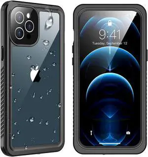 iPhone 12 Pro Case 6.1 inch, Waterproof Dustproof Shockproof Case with Built-in Screen Protector, Full Body Underwater Protective Clear Back Cover