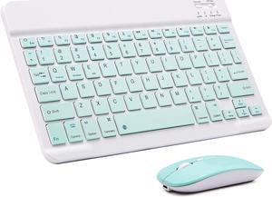 Ultra-Slim Bluetooth Keyboard and Mouse Combo Rechargeable Portable Wireless Keyboard Mouse Set for Apple iPad iPhone iOS 13 and Above Samsung Tablet Phone Smartphone Android Windows Light Blue