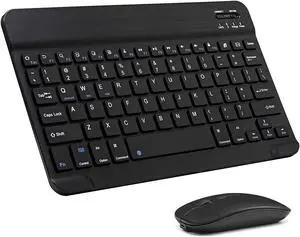 Ultra-Slim Bluetooth Keyboard and Mouse Combo Rechargeable Portable Wireless Keyboard Mouse Set for Apple iPad iPhone iOS 13 and Above Samsung Tablet Phone Smartphone Android Windows