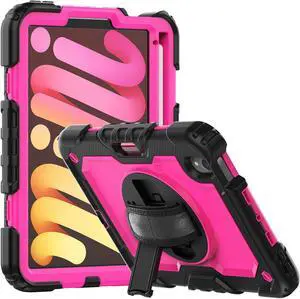Case for iPad Mini 6th Generation 2021 8.3 Inch, Shockproof cover for iPad Mini 6 with Screen Protector Pencil Holder Kickstand Hand/Shoulder Strap