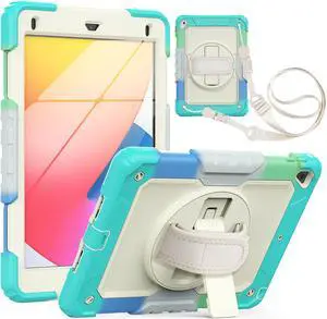 Case for iPad 6th / 5th Generation iPad 9.7 2018 2017, iPad Air 2/ Pro 9.7 inch, Shockproof Case with Built-in Screen Protector Pencil Holder 360 Degree Rotatable Stand / Hand Strap