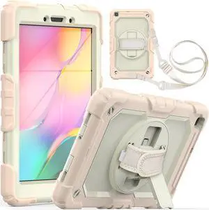 Case for Samsung Galaxy Tab A 8.0 case 2019 Model: SM-T290 / SM-T295.Full Body Protection Cover with Built-in Screen Protector Pen Holder [360 Rotating Hand Strap]