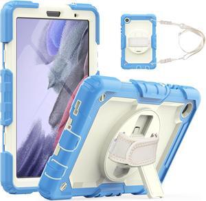 Case Compatible with Samsung Galaxy Tab A7 Lite 8.7 inch with Built-in Screen Protector 360 Degree Kickstand Hand Shoulder Strap, Shockproof Cover for Galaxy Tab A7 Lite 2021 SM-T220 SM- T225 SM- T227
