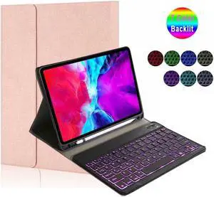 Keyboard Case for iPad Pro 12.9-inch 2017/2015 (Old Model, 2nd & 1st Generation), Soft TPU Protective Cover, [7 Color Backlit] Magnetically Detachable Wireless Bluetooth Keyboard