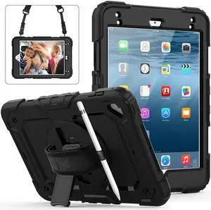 iPad Mini 5 Case, iPad Mini 4 Case, Shockproof Stand Sturdy Protective Mini Cover with Screen Protector Pencil Holder Handle Strap for 7.9 iPad Mini 5th Gen / Mini 4th Generation
