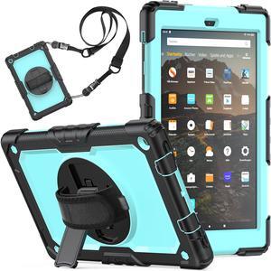Amazon Kindle Fire HD 10 Case 2019 2018 2017 Release, Shockproof Cover with Kickstand,Hand Strap and Shoulder Strap for Fire HD 10.1 Inch Tablet (9th/8th/7th Generation)