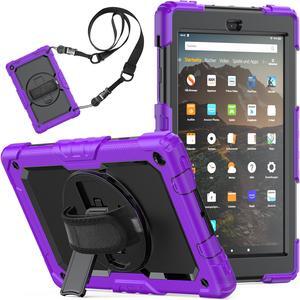 Amazon Kindle Fire HD 10 Case 2019 2018 2017 Release, Shockproof Cover with Kickstand,Hand Strap and Shoulder Strap for Fire HD 10.1 Inch Tablet (9th/8th/7th Generation)