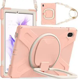 Galaxy Tab S7 FE 12.4 inch Case, 3-Layer Structure Heavy Duty Case with Rotatable Kickstand, Shoulder/Hand Strap Model: SM-T730 / T733 / T735 / T736 / T738