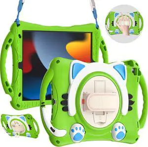 iPad 10.2 Case 2021 2020 2019, Shockproof Protective Cover with Handle Grip, Kickstand, Pencil Holder, Hand Strap, Carrying Strap for iPad 9th/8th/7th Generation and iPad Air 10.5/iPadPro 10.5