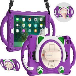 iPad Mini 5th/4th/3rd/2nd/1st Generation Case for Kids, Silicone Rubber Shockproof Cover for iPad mini 5 4 3 2 1 with Adjustable Strap,Handle Grip,Pencil Holder,Rotating Kickstand,Hand Strap