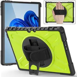 Microsoft Surface Pro 8 13 inch 2021 Case, Protective Rugged Cover with Pen Holder / Hand Strap / Rotating Kickstand Compatible with Type Cover Keyboard