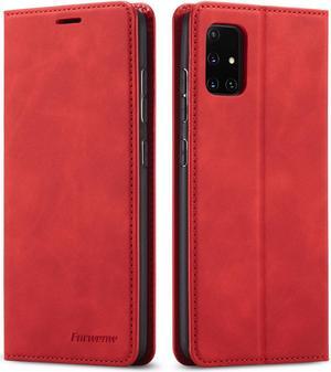 Samsung Galaxy A71 5G Case, Premium PU Leather Cover TPU Bumper with Card Holder Kickstand Hidden Magnetic Shockproof Flip Wallet Case for Samsung Galaxy A71 6.7 inch Phone 5G Version