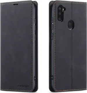 Samsung Galaxy A11 Case, Premium PU Leather Cover TPU Bumper with Card Holder Kickstand Hidden Magnetic Shockproof Flip Wallet Case for Galaxy A11 / Galaxy M11