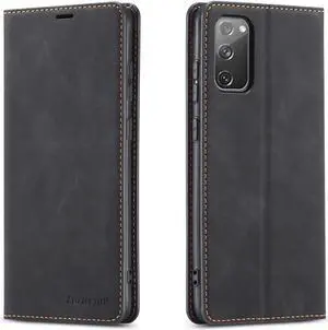 Samsung Galaxy S20 FE 5G Case, Premium PU Leather Cover TPU Bumper with Card Holder Kickstand Hidden Magnetic Shockproof Flip Wallet Case for Galaxy S20 FE 5G 6.5 inch