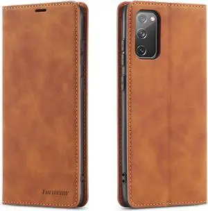 Samsung Galaxy S20 FE 5G Case, Premium PU Leather Cover TPU Bumper with Card Holder Kickstand Hidden Magnetic Shockproof Flip Wallet Case for Galaxy S20 FE 5G 6.5 inch