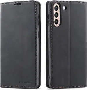 Samsung Galaxy S21 FE 5G / A52 4G Case, Premium PU Leather Cover TPU Bumper with Card Holder Kickstand Hidden Magnetic Shockproof Flip Wallet Case for Galaxy S21 FE 5G 6.4 inch