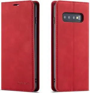 Samsung Galaxy S10 Plus Case, Premium PU Leather Cover TPU Bumper with Card Holder Kickstand Hidden Magnetic Shockproof Flip Wallet Case for Galaxy S10 Plus / S10+ 6.4 inch